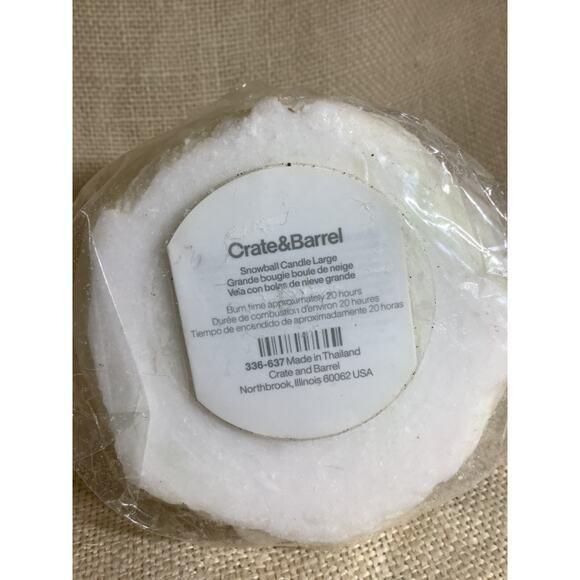 New CRATE AND BARREL 4.5 inch large snowball unscented candle - Picture 3 of 4